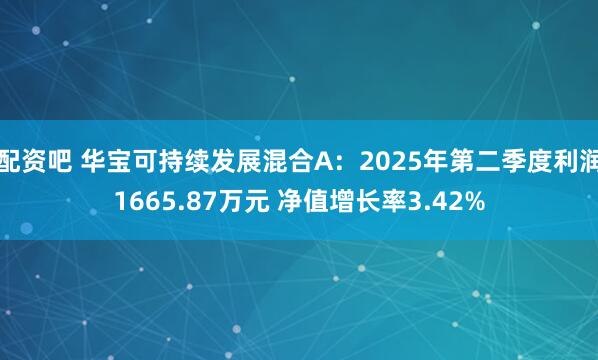 配资吧 华宝可持续发展混合A：2025年第二季度利润1665.87万元 净值增长率3.42%