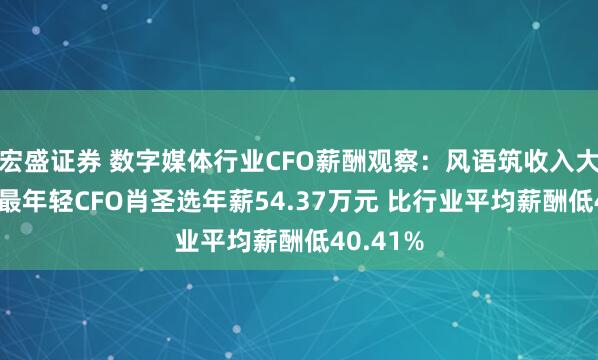 宏盛证券 数字媒体行业CFO薪酬观察：风语筑收入大幅下滑 最年轻CFO肖圣选年薪54.37万元 比行业平均薪酬低40.41%
